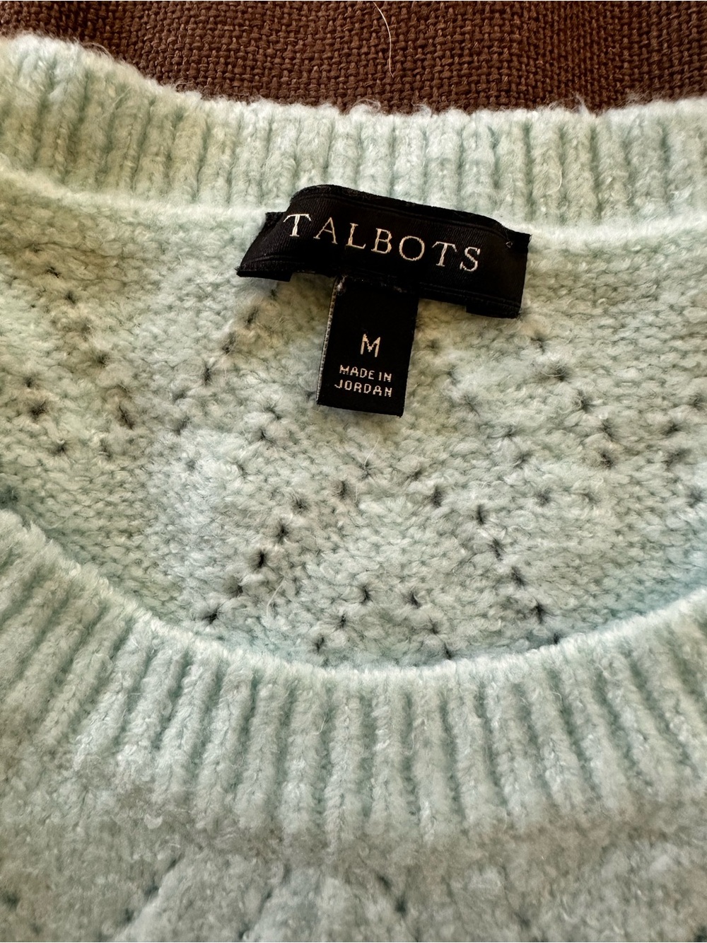 Talbots Blue Green Pointelle Knit Sweater Medium Soft Cozy Classic Size M - Picture 7 of 8